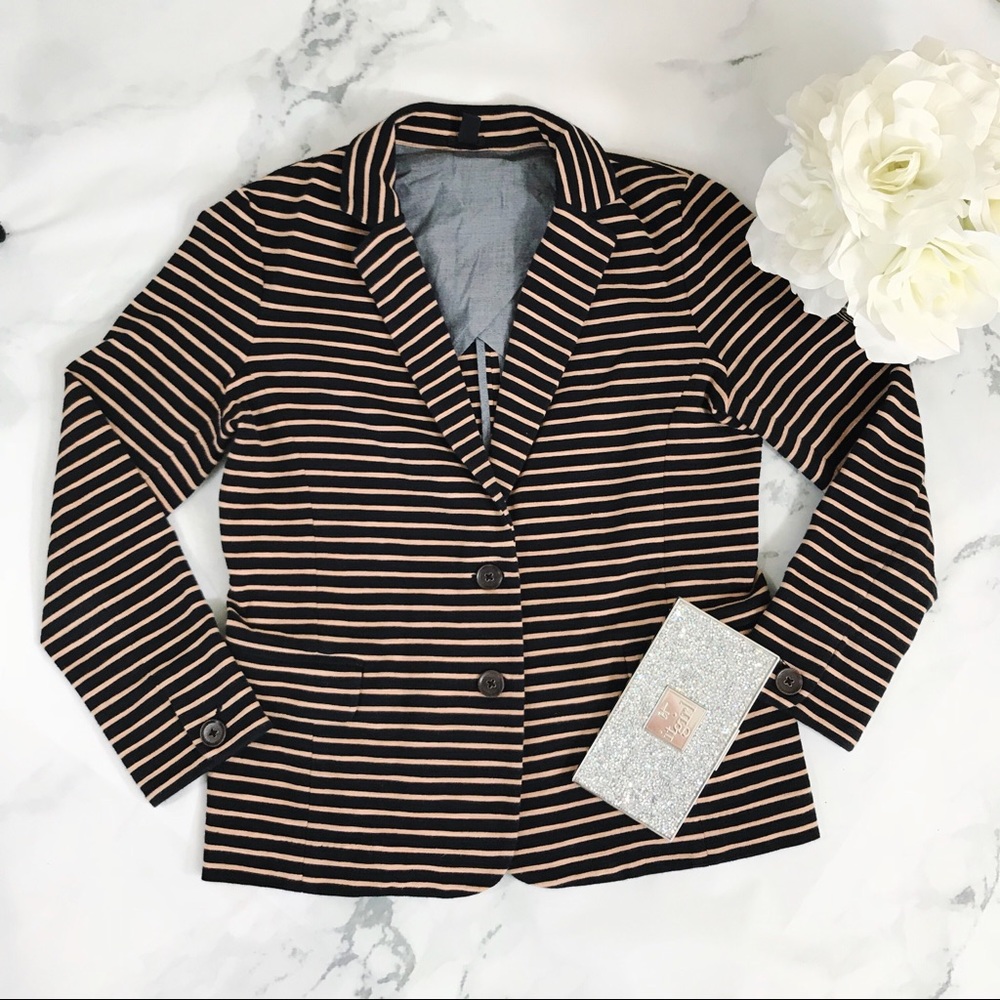 J. Crew Maritime Striped Casual Cotton Blazer - Picture 2 of 8
